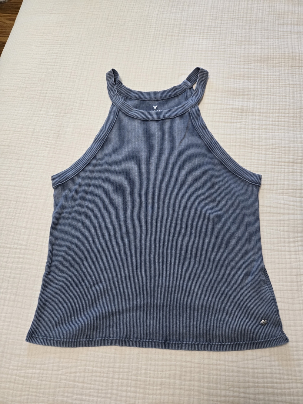American Eagle Women’s Ribbed High-Neck Tank Top In Blue